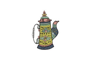 Lime Tea Pot Embroidery Design