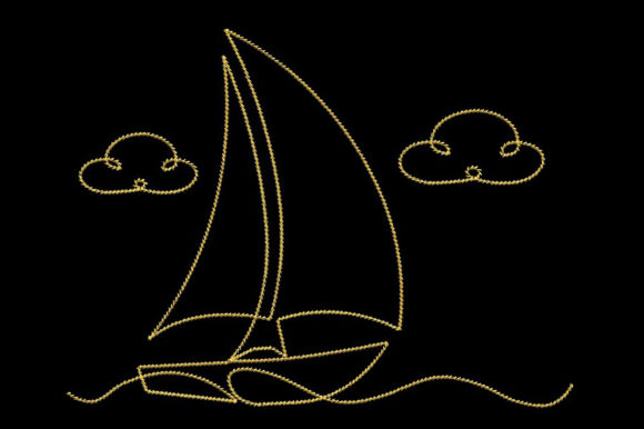 Minimalist Boat Embroidery Design