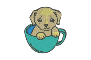 Puppy in Cup: A Charming Embroidery Design for Meaningful Gifts